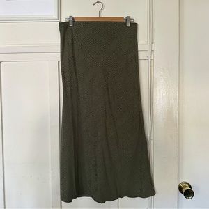 Silky Midi Bias Slip Skirt by Loft in Olive